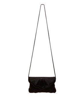 André Cellini Women’s Black Beaded Elegant Scallop Design Formal Crossbody Bag